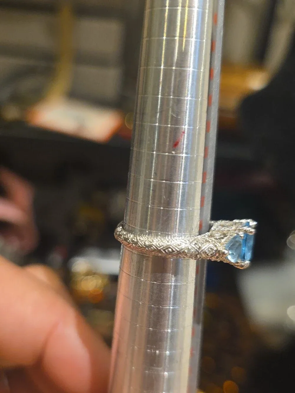 Judith Ripka Blue Three-Stone Silver Ring